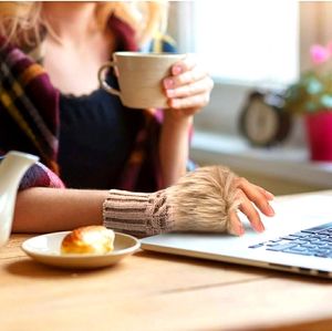 New beige brown womens or girls fingerless gloves